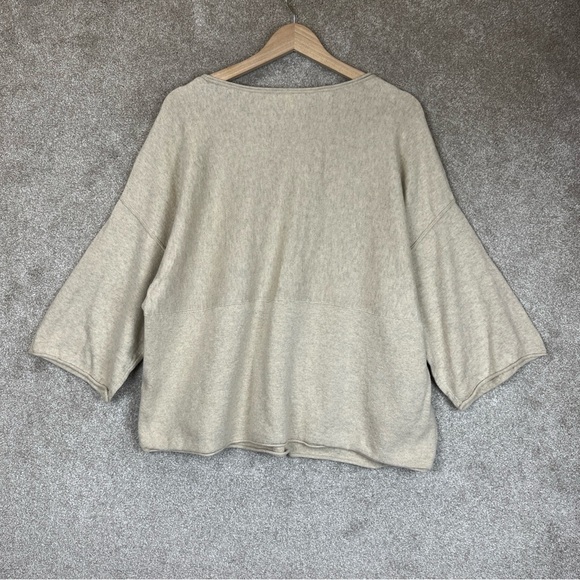 Pure Jill Sweater Womens Medium Petite Beige Kimono Pullover Cotton Blend-4284 - Picture 10 of 11